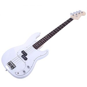 Fashion White Full Size 4-String Electric Bass Guitar Burning Fire Style - Image 2