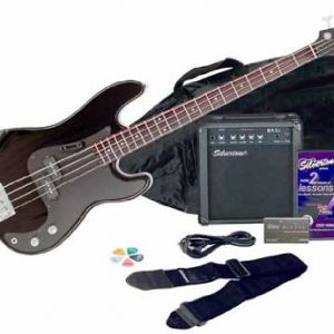 Silvertone Bass Guitar and Amp Package, Liquid Black
