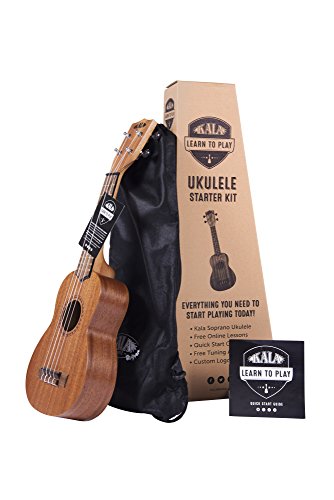 Official Kala Learn to Play Ukulele Soprano Starter Kit, Satin Mahogany