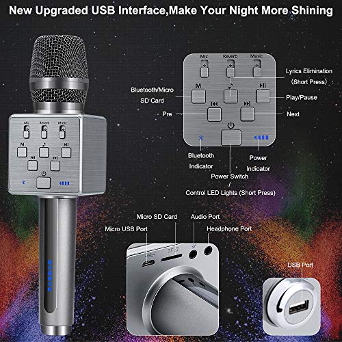 Upgraded Wireless Bluetooth Karaoke Microphone with Controllable LED Light - Your Portable Karaoke Speaker for Vibrant Celebrations!