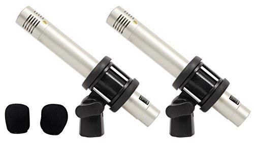 Samson C02 Pencil Condenser Microphones + 2 Mic Stands + 2 Mic Cables