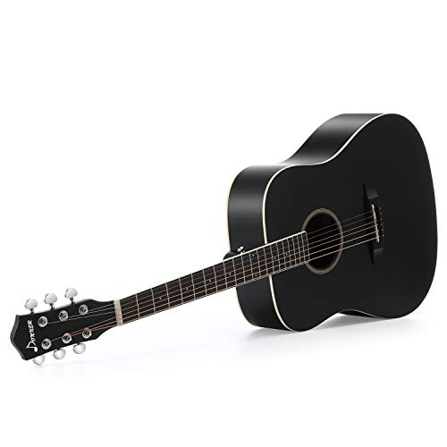 Donner Black Beginner Acoustic Guitar Full Size