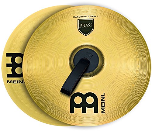 Meinl 14" Marching Cymbal Pair with Straps - Brass Alloy Traditional Finish - Made In Germany, 2-YEAR WARRANTY (MA-BR-14M)