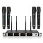 Wireless Microphone System，NASUM 4-Channel Metal UHF Wireless Microphone