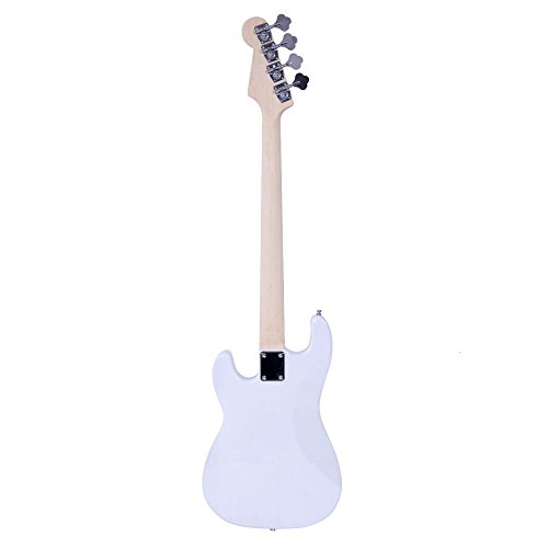 Fashion White Full Size 4-String Electric Bass Guitar Burning Fire Style