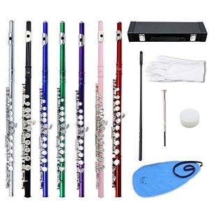 ammoon Flute Cupronickel Plated Silver 16 Holes C Key Woodwind Instrument - Image 4