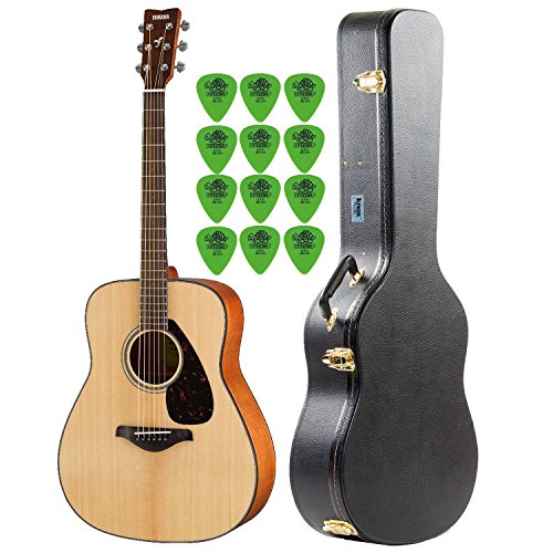 Yamaha Natural Folk Guitar with Knox Hard Shell Acoustic Guitar Case