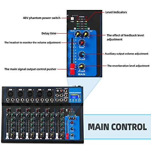 Depusheng 7-Channel Bluetooth USB Audio Mixer Console – Perfect for DJ, Karaoke, and Live Studio Performance