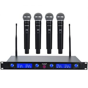 GEARDON Wireless Microphone System 4 Handheld Professional Fixed