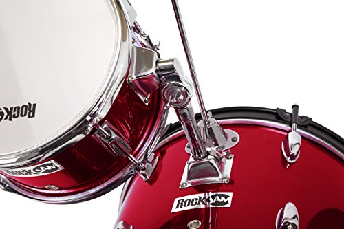 RockJam 3-Piece Junior Drum Set – Perfect Kids’ Drum Kit for Ages 3-7 in Metallic Red