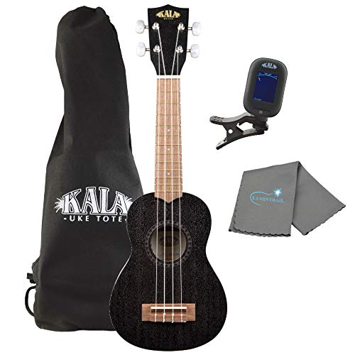 Kala Black Satin Mahogany Soprano Ukulele Bundle