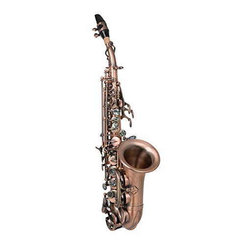 MeterMall Useful for S97 Saxophone High Pitch Small Curved Tube Retro Style Soprano Sax Brass Musical Instrument with Cloth Case
