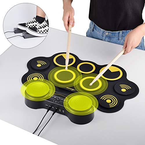 Asmuse Portable Electric Drum Set 9 Pads Built-in Dual Speaker Portable