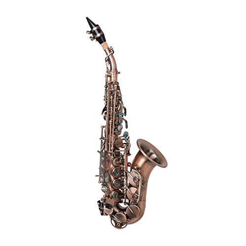 MeterMall Useful for S97 Saxophone High Pitch Small Curved Tube Retro Style Soprano Sax Brass Musical Instrument with Cloth Case