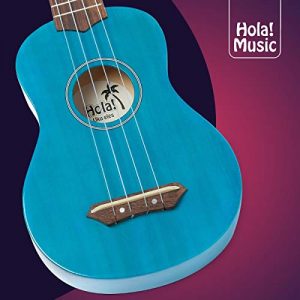 Hola! Music HM-21BU Soprano Ukulele Bundle - Vibrant Blue with Canvas Tote, Strap & Picks for Beginners - Image 4