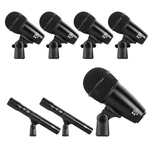 XTUGA New 7-Piece Wired Dynamic Drum Mic Kit (Whole Metal)