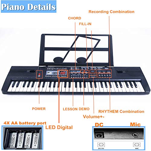 61-Key Kids Piano Keyboard – Portable Electronic Music Keyboard with Microphone & LCD Display