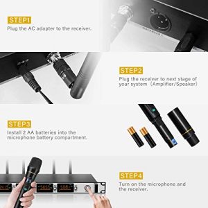 Wireless Microphone System，NASUM 4-Channel Metal UHF Wireless Microphone - Image 4