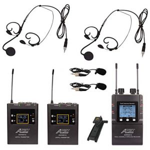 Audio2000'S Mobile Dual Headset Mic/Lapel Mic/Guitar Line Wireless System