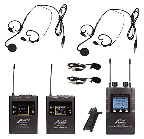 Audio2000'S Mobile Dual Headset Mic/Lapel Mic/Guitar Line Wireless System
