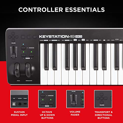 M Audio Keystation | Compact Semi Weighted 49 Key MIDI Keyboard Controller
