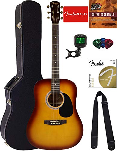 Fender Squier Dreadnought Acoustic Guitar - Sunburst Bundle