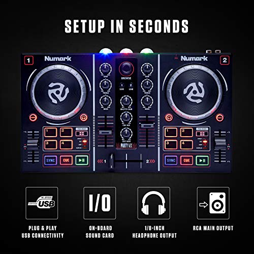 Numark Party Mix | Beginners DJ Controller for Serato DJ Intro With 2 Channels