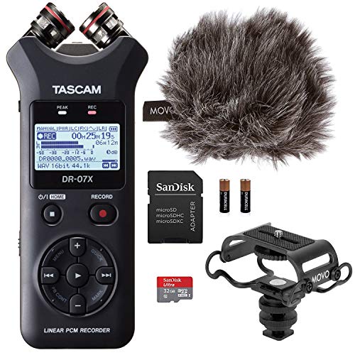 Tascam Digital Audio Recorder Bundle with Movo Microphone Shock Mount