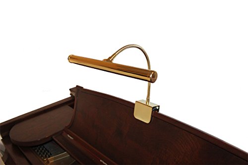 12" Shade Polished Brass LED Piano Lamp – Flexible Gooseneck Lighting for Grand & Upright Pianos 🎹✨