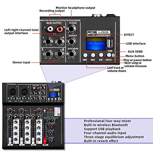 Depusheng HT4 Professional 4 Channel USB Jack Portable Audio Mixer 🛒 ...