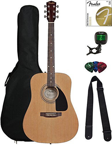 Fender Dreadnought Acoustic Guitar - Natural Bundle
