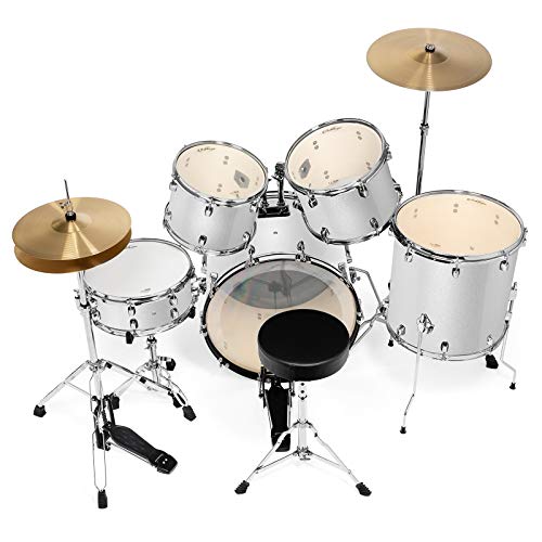 Ashthorpe 5-Piece Full Size Adult Drum Set with Remo Heads & Premium Brass Cymbals