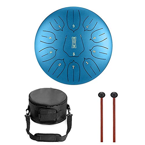 Niome 12 Inch Steel Tongue Drum 11 Notes Black w/Travel Bag and Mallets