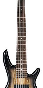 Ibanez 6 String Bass Guitar, Right, Natural Gray Burst