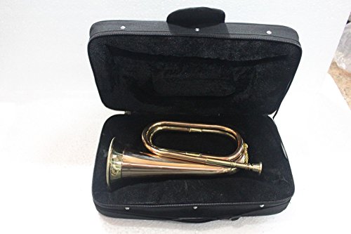 Queen Brass Bugle Brass With Bugle Instrument W/Case Gold