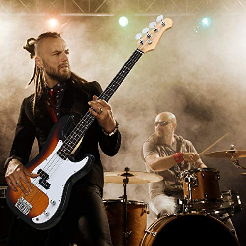 Full Size Electric Bass Guitar Kit for Beginners – Vibrant Yellow Finish, Rose Fingerboard & Bridge
