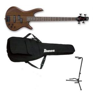 Ibanez GIO Series Electric Bass Guitar, Walnut Flat - Bundle