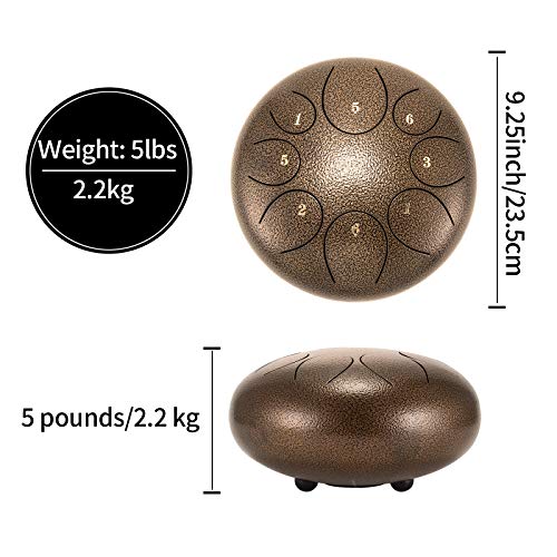 Asmuse Steel Tongue Drum 8 Notes 10 Inch Pan Drum Percussion Steel