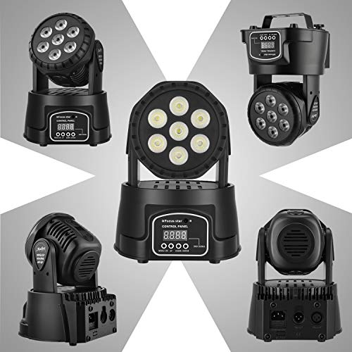 Moukey Moving Head Light, 70W LED RGBW (4 in 1) Color Strobe Lighting Effect