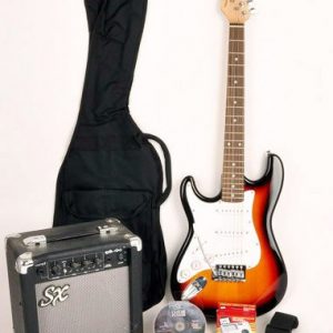 Left Handed 3/4 Size Beginner Electric Guitar Package Sunburst