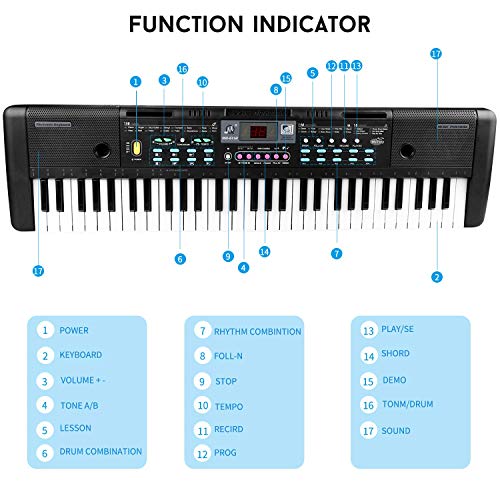 61 Keys Keyboard Piano, Electronic Digital Piano with Built-In Speaker