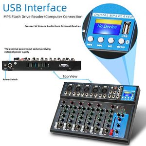 Depusheng 7-Channel Bluetooth USB Audio Mixer Console – Perfect for DJ, Karaoke, and Live Studio Performance - Image 2