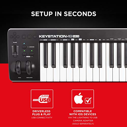 M Audio Keystation | Compact Semi Weighted 49 Key MIDI Keyboard Controller