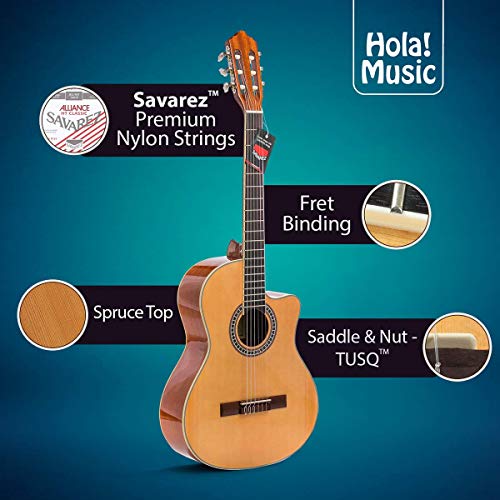 Music Full Size Cutaway Classical Guitar HG-39C - Spruce Top, Mahogany Back, Sides, and Neck, with FREE Padded Gig Bag