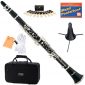 Mendini Black Ebonite B Flat Clarinet with Case, Stand, Pocketbook