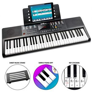 RockJam 61 Portable Electronic Keyboard with Key Note Stickers
