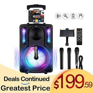 Karaoke Machine for Kids & Adults, SEAPHY DJ Lights 10'' Woofer
