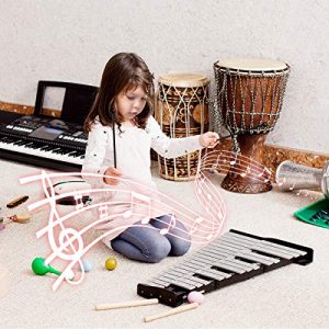 Giantex Percussion Glockenspiel Bell Kit – 30 Notes with Adjustable Stand, Practice Pad & Carrying Case - Image 2