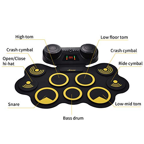 Asmuse Portable Electric Drum Set 9 Pads Built-in Dual Speaker Portable