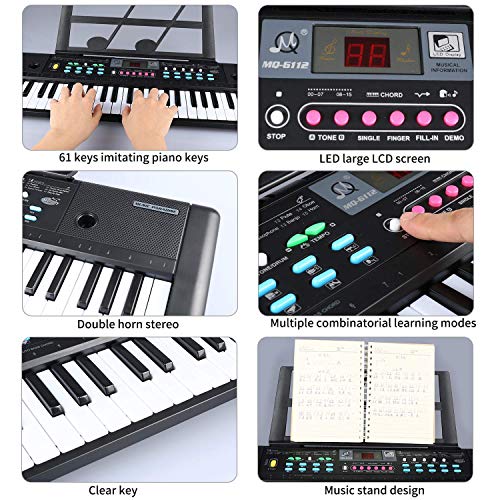 61 Keys Keyboard Piano, Electronic Digital Piano with Built-In Speaker